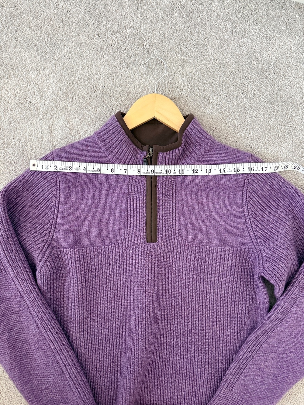 L.L. Bean Vintage Merino Wool Women's Zip-Neck Sweater Ribbed Purple Small - Picture 8 of 11